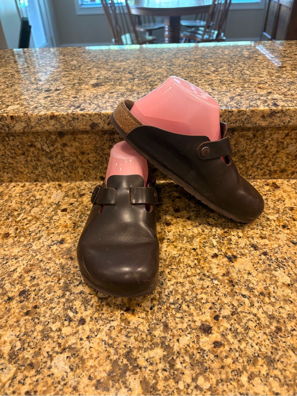 Birkenstock Boston Clog Brown Leather Womens Size 37 US Size 6-6.5 Wide Good Con